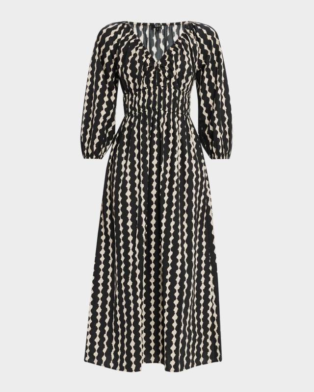 Paio Blouson-Sleeve Midi Dress
